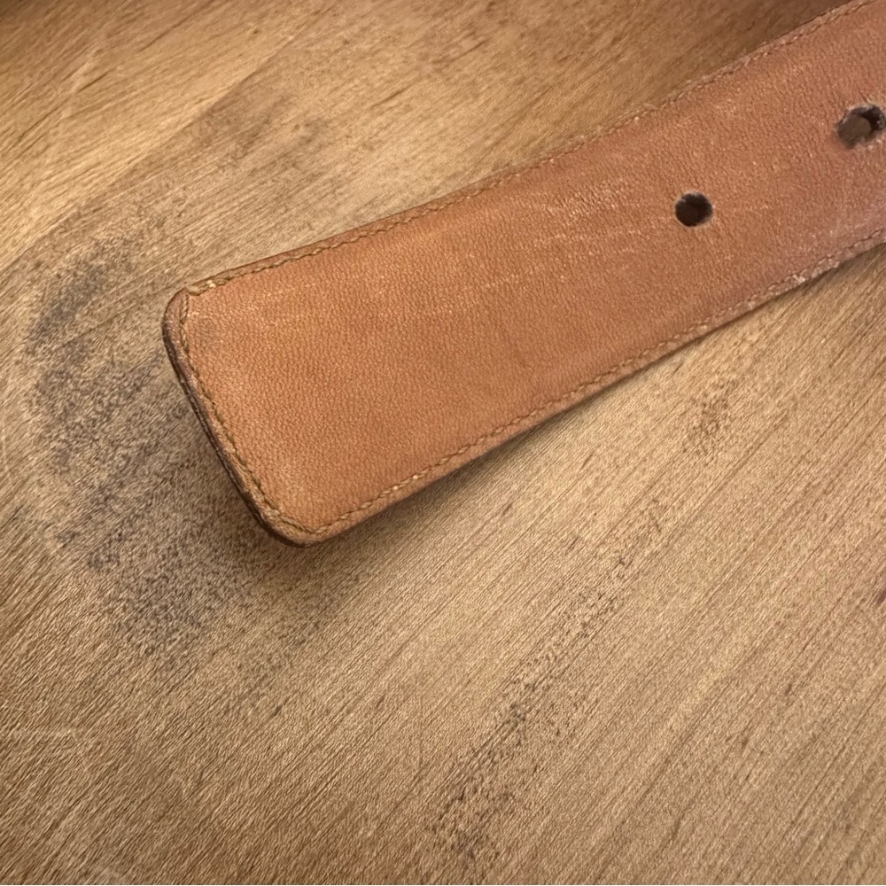 Authentic YSL Yves Saint Laurent Womens Belt 36 Inch 90 Cm Brown Leather Gold - Picture 10 of 16